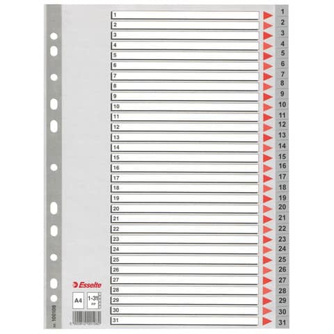 Divisori per rubrica Esselte A4 PPL numerica 1-31 100108